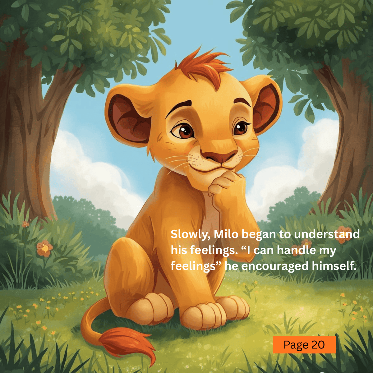a baby lion getting to understand his feelings and building his emotional confidence in a children's learning book about emotions
#kids emotional intelligence
#kids emotional awareness